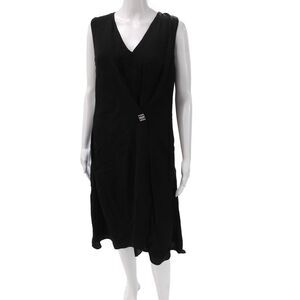 Givenchy Women Shift Dress Black Sleeveless Knee Length V-Neck Size 40